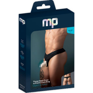 Open Ended Thong Open Front Black S/M