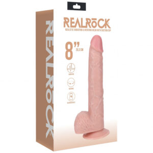 Realrock 8" Vibrating And Rotating Cock With Balls Regular Straight Flesh