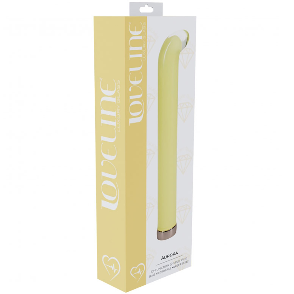 Loveline Aurora 6.3" G-Spot Glass Vibrator Yellow 1 Loveline Aurora 6.3" G-Spot Glass Vibrator Yellow