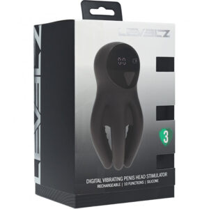 Levelz Digital Vibrating Silicone Penis Head Stimulator With Tentacles Black