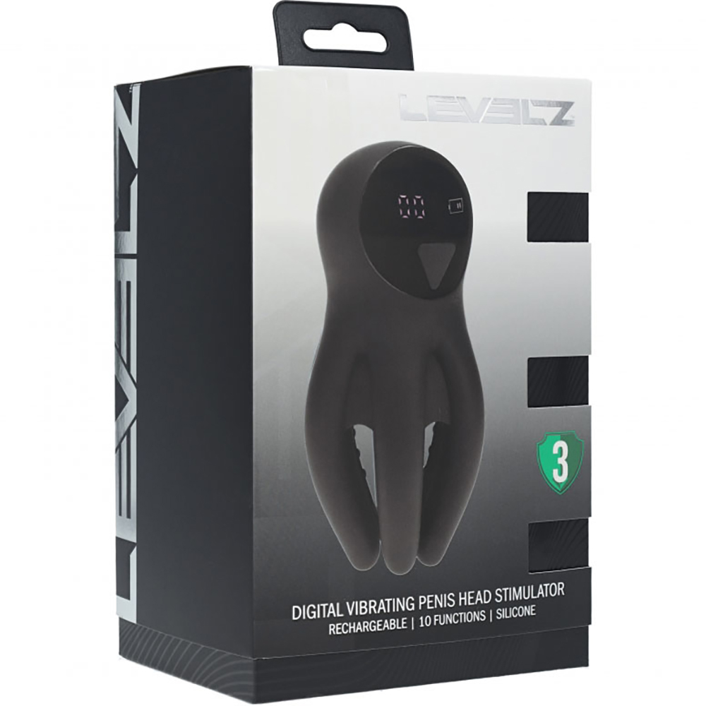 Levelz Digital Vibrating Silicone Penis Head Stimulator With Tentacles Black 1 Levelz Digital Vibrating Silicone Penis Head Stimulator With Tentacles Black
