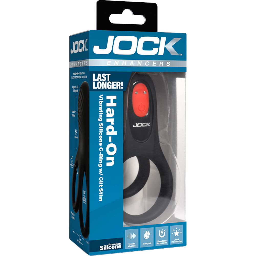 Jock Enhancers Hard-On Vibrating Silicone C-Ring With Clit Stim 1 Jock Enhancers Hard-On Vibrating Silicone C-Ring With Clit Stim