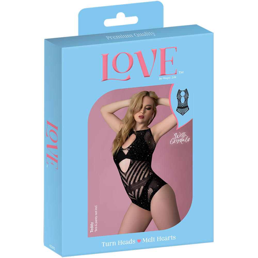 Love Rhinestone Crystal Seamless Teddy Black One Size 1 Love Rhinestone Crystal Seamless Teddy Black One Size