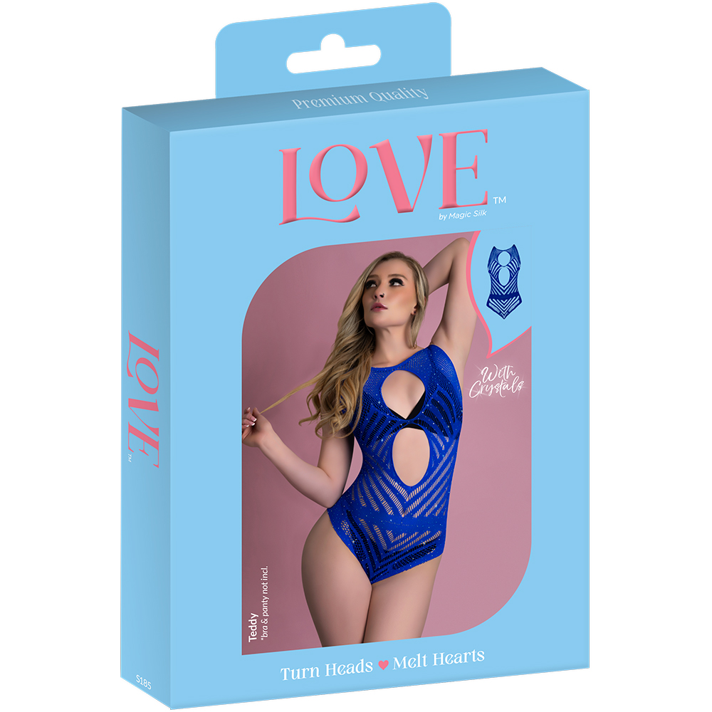 Love Rhinestone Crystal Seamless Teddy Blue One Size 1 Love Rhinestone Crystal Seamless Teddy Blue One Size