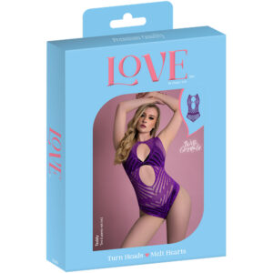 Love Rhinestone Crystal Seamless Teddy Violet One Size