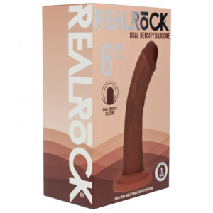 Realrock Dual Layered Curved Realistic Dildo 6" Brown