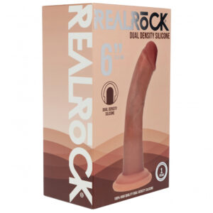 Realrock Dual Layered Curved Realistic Dildo 6" Tan