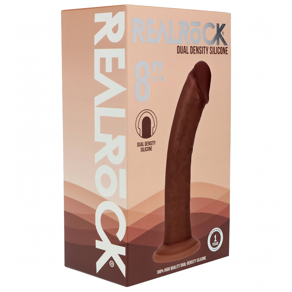 Realrock Dual Layered Curved Realistic Dildo 8" Brown 1 Realrock Dual Layered Curved Realistic Dildo 8" Brown