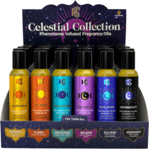 Celestial 2 oz. Massage Oil Pheromone Prepack Assorted 24Ct Display