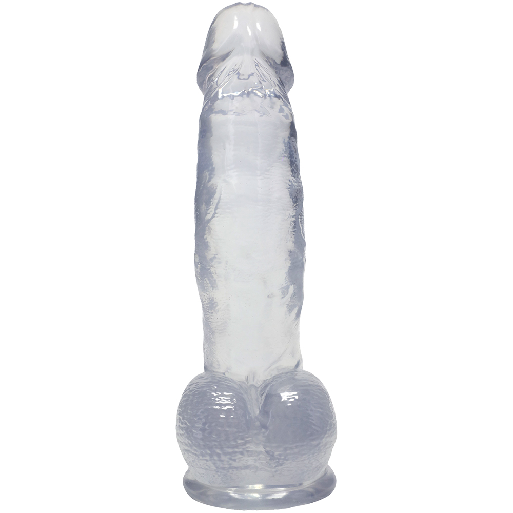 Crystal Jellies Curved Realistic Cock With Balls 7 Inch Clear 3 Crystal Jellies Curved Realistic Cock With Balls 7 Inch Clear - Image 3