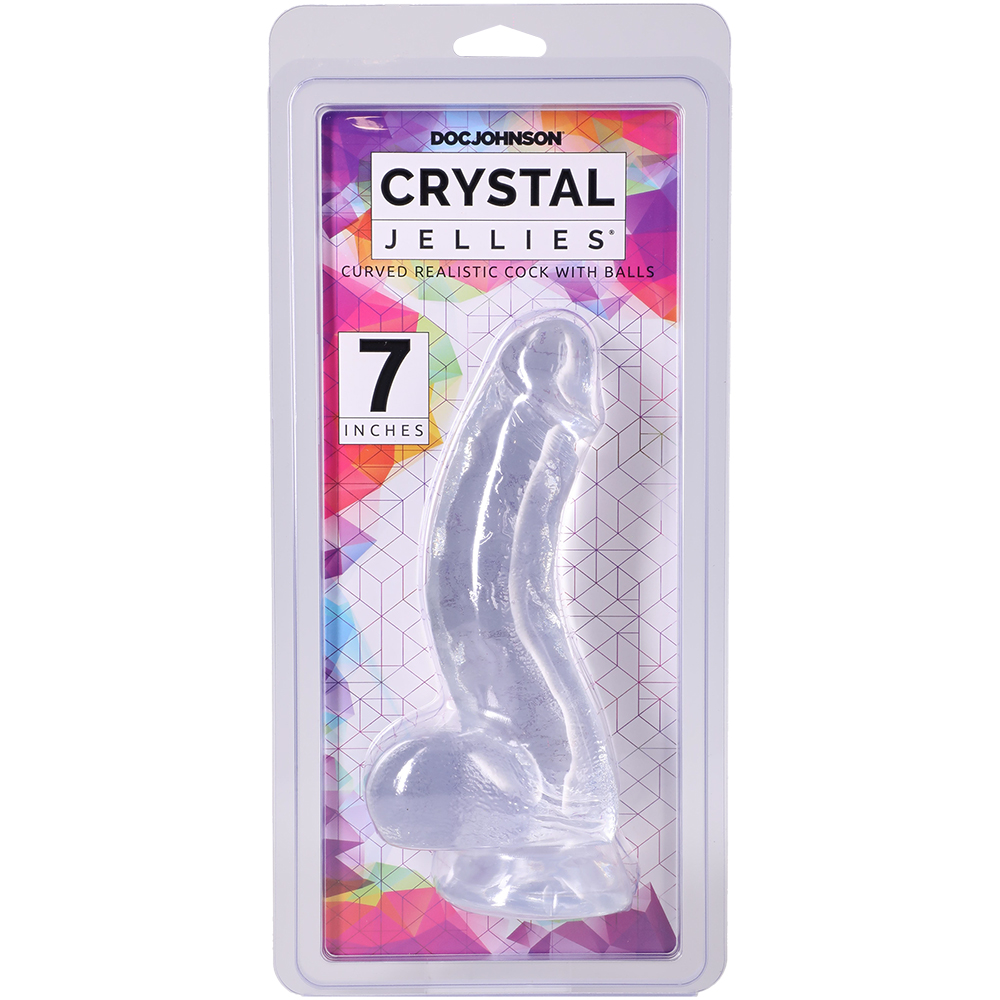 Crystal Jellies Curved Realistic Cock With Balls 7 Inch Clear 1 Crystal Jellies Curved Realistic Cock With Balls 7 Inch Clear