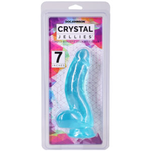 Crystal Jellies Curved Realistic Cock With Balls 7 Inch Teal