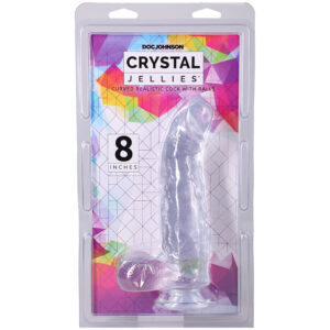 Crystal Jellies Curved Realistic Cock With Balls 8 Inch Clear