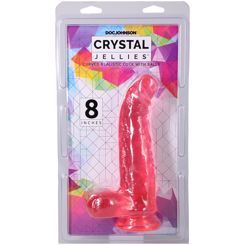 Crystal Jellies Curved Realistic Cock With Balls 8 Inch Pink 1 Crystal Jellies Curved Realistic Cock With Balls 8 Inch Pink