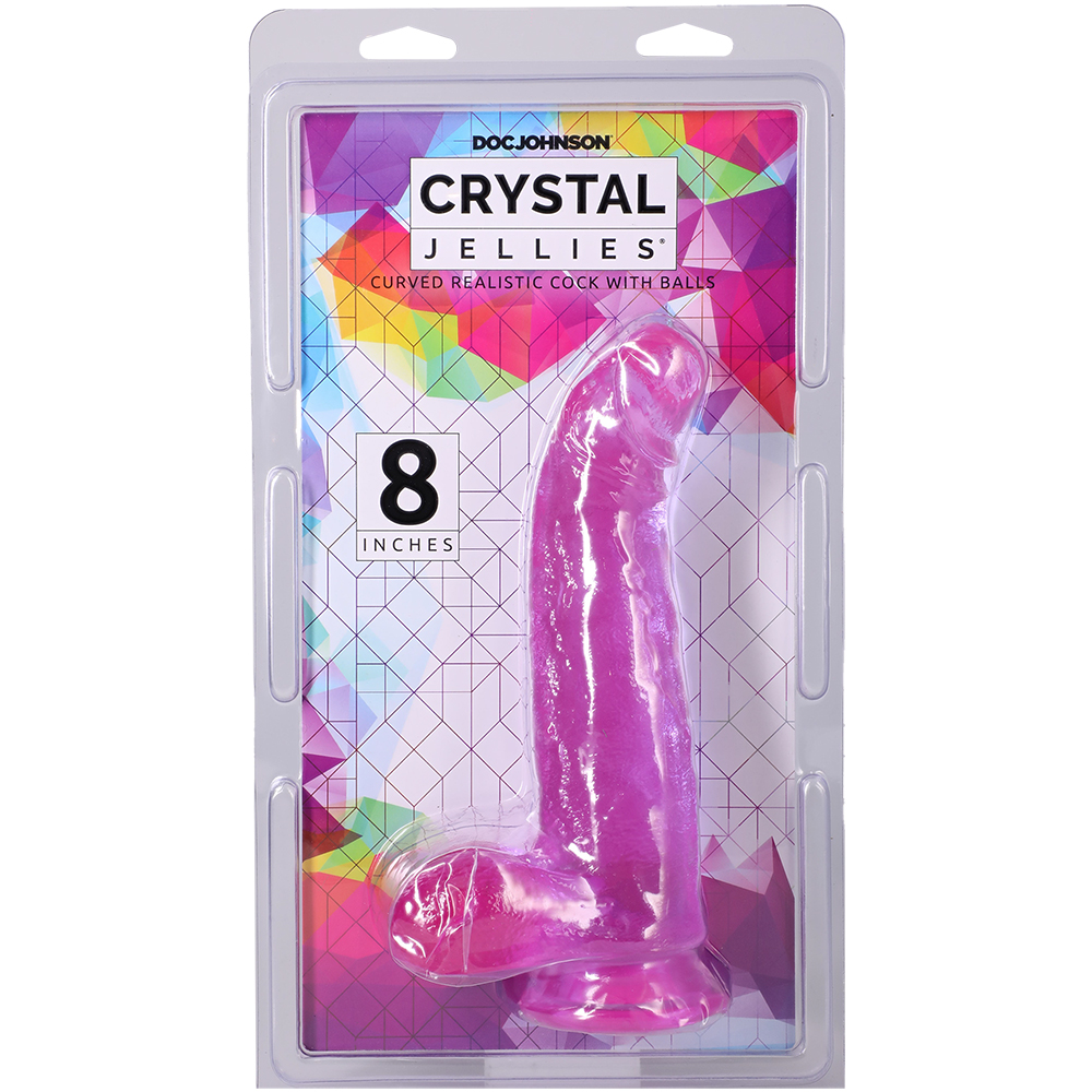 Crystal Jellies Curved Realistic Cock With Balls 8 Inch Purple 1 Crystal Jellies Curved Realistic Cock With Balls 8 Inch Purple