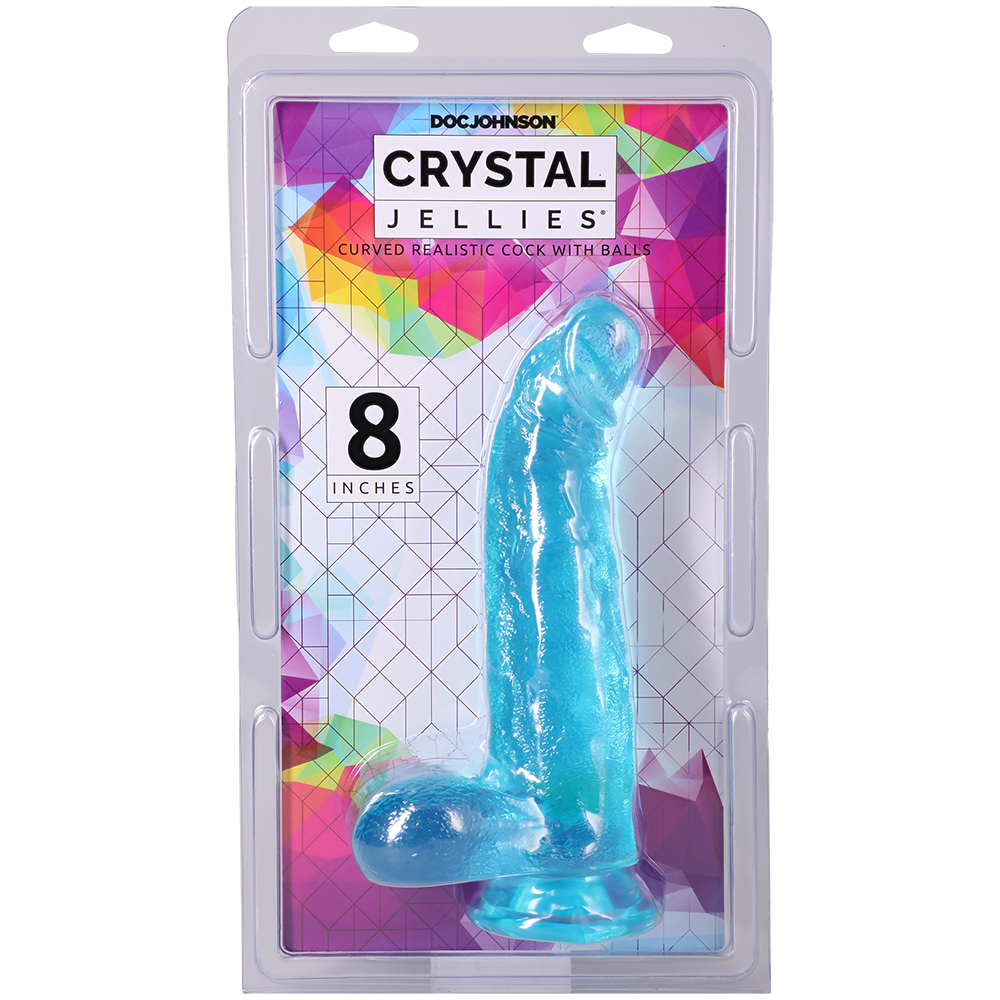 Crystal Jellies Curved Realistic Cock With Balls 8 Inch Teal 1 Crystal Jellies Curved Realistic Cock With Balls 8 Inch Teal