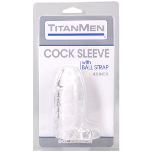 Titanmen Cock Sleeve With Ball Strap 4.5 Inch Clear