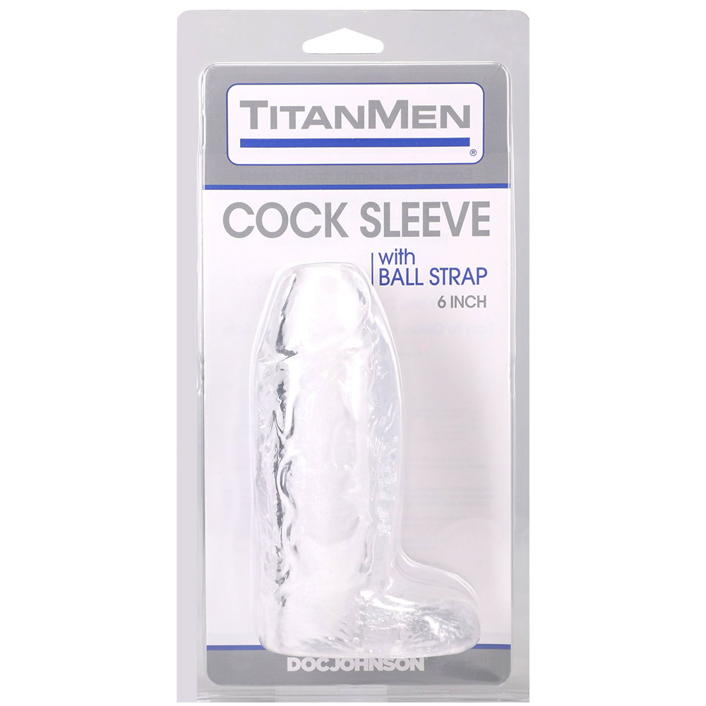 Titanmen Cock Sleeve With Ball Strap 6 Inch Clear 1 Titanmen Cock Sleeve With Ball Strap 6 Inch Clear
