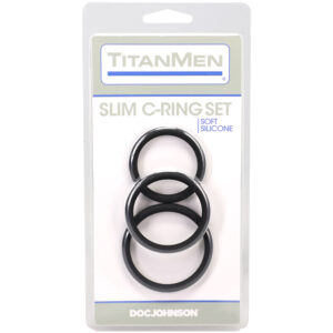 Titanmen Slim C-Ring 3pc Silicone Set Black