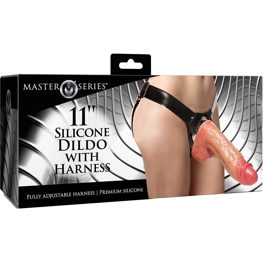 Master Series 11" Silicone Dildo With Harness 1 Master Series 11" Silicone Dildo With Harness