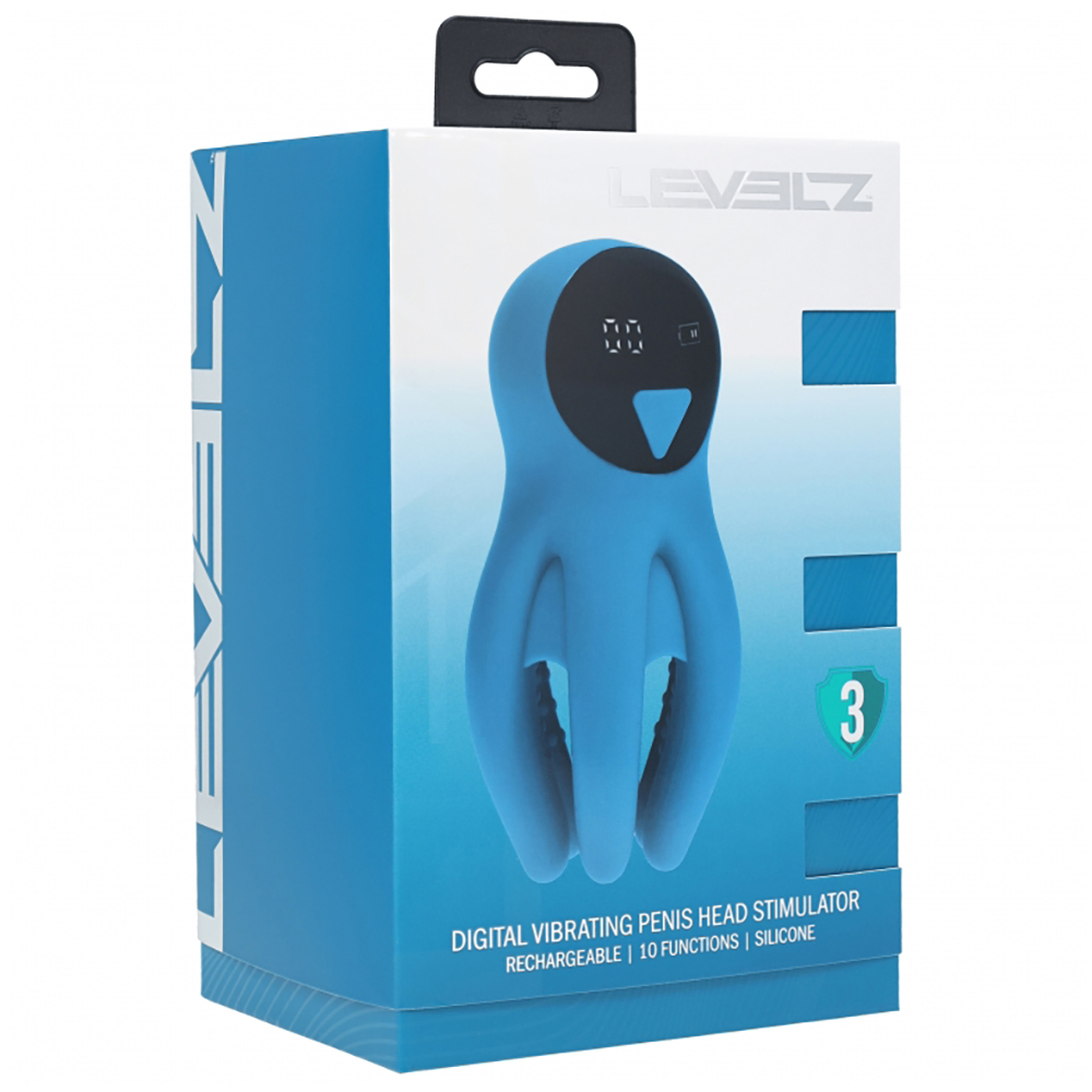 Levelz Digital Vibrating Penis Head Stimulator With Tentacles Teal 1 Levelz Digital Vibrating Penis Head Stimulator With Tentacles Teal