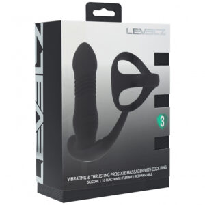 Levelz Vibrating & Thrusting Prostate Massager With Tri O Cock Ring Black