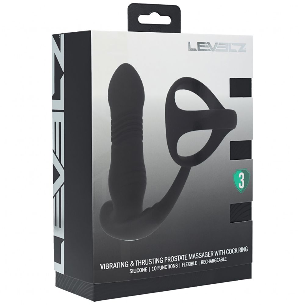 Levelz Vibrating & Thrusting Prostate Massager With Tri O Cock Ring Black 1 Levelz Vibrating & Thrusting Prostate Massager With Tri O Cock Ring Black