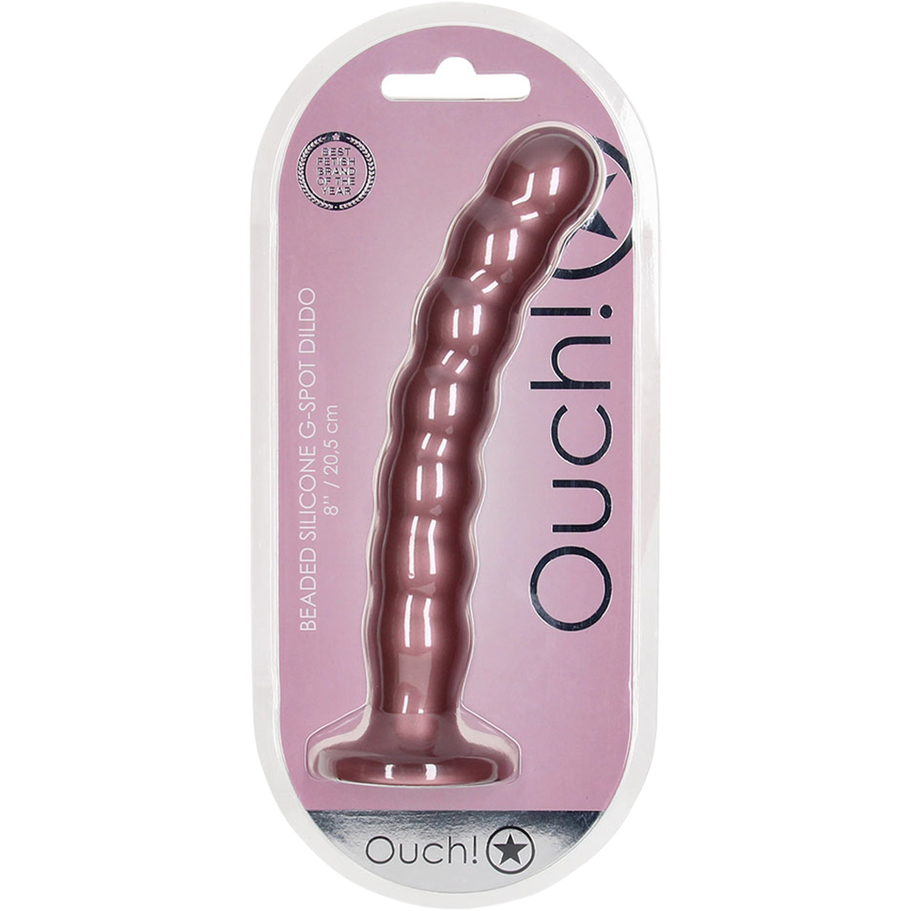 Ouch! Beaded G-Spot Dildo 8" Rose Gold 1 Ouch! Beaded G-Spot Dildo 8" Rose Gold