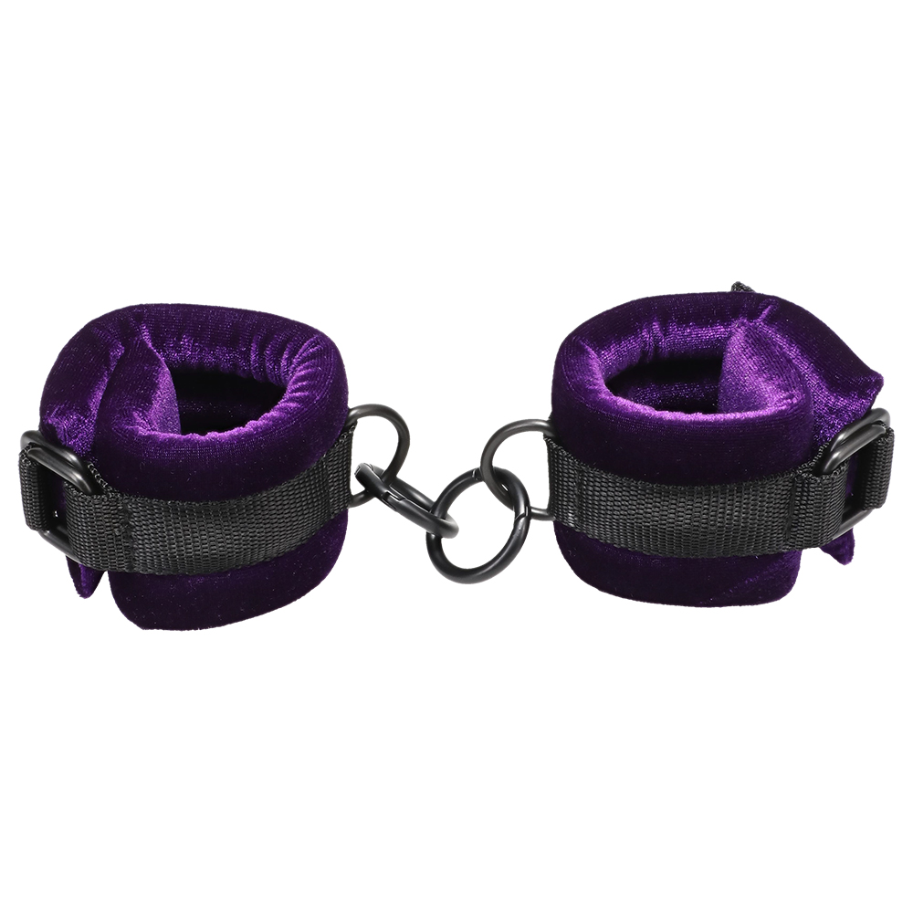 Merci Velvet Wrist Cuffs Violet/Black 2 Merci Velvet Wrist Cuffs Violet/Black - Image 2
