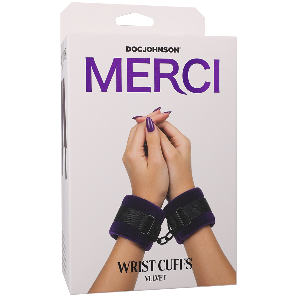 Merci Velvet Wrist Cuffs Violet/Black 1 Merci Velvet Wrist Cuffs Violet/Black